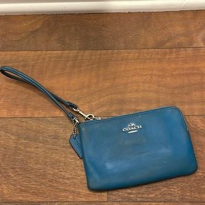 Teal coach wristlet